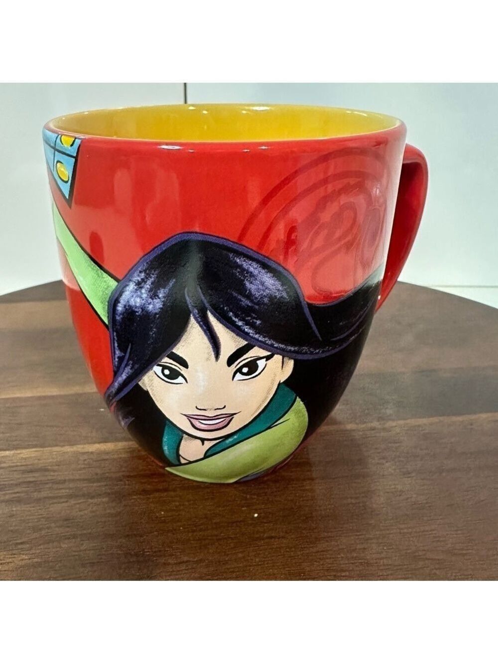 Disney Parks Princess Mulan Mug “Live with Honor” Red Yellow Ceramic Coffee Cup